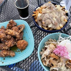Throwback Brewery - Korean wings, duck gravy poutine, and fried rice with chicken