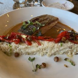 Salmon with coconut risotto