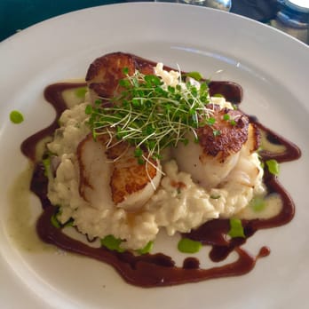 Geoffrey's Malibu - Day boat sea scallops with foie gras risotto and pomegranate reduction - Seafood Near Me - Malibu, California Geoffrey's Malibu - Day boat sea scallops with foie gras risotto and pomegranate reduction - Seafood Near Me - Malibu, California