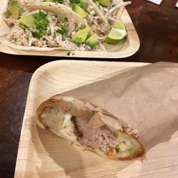 S/T Hooligan's - Chicken kelaguen tacos and half a marinated adobo pork sandwich - Cajun/Creole Near Me - Seattle, Washington