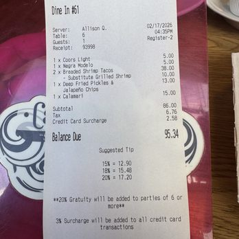Casa Del Sol - An extra $10 just to give us grilled shrimp instead of fried - Seafood Near Me - Fort Bragg, California