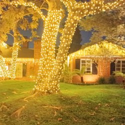 House Stars Holiday Lighting Installation - Trees and house installation Lighting in topics Lake