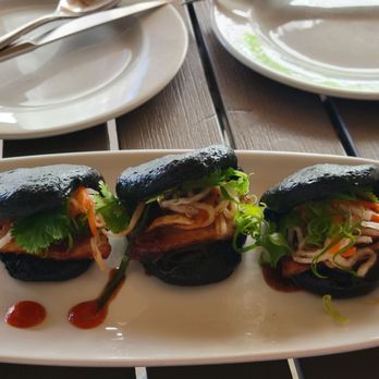 Basalt - Pork belly bao on charcoal buns - New American Near Me - Honolulu, Hawaii