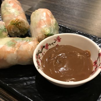 Seki Noodlehouse - Spring/Summer Roll with peanut sauce/paste. - Sushi Bars Near Me - Kelowna, British Columbia Seki Noodlehouse - Spring/Summer Roll with peanut sauce/paste. - Sushi Bars Near Me - Kelowna, British Columbia