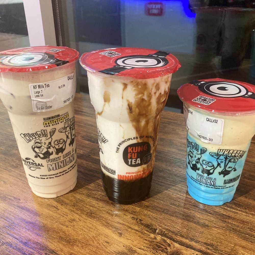 King fu milk tea , cocoa cream wow , minion mischief