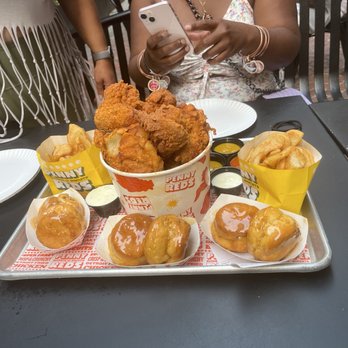 Penny Red's - a tray of fried chicken and french fries - Chicken Shop Near Me - Detroit, Michigan