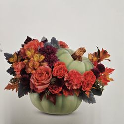 Jacksonville Florist & Gifts - Ceramic pumpkin They are festive, charming, and elegant for your Thanksgiving. Fresh flowers, greenery, & bow,