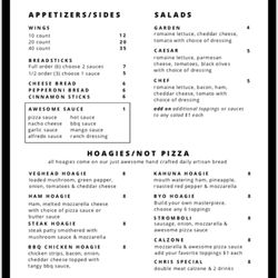 Not just pizza - Menu