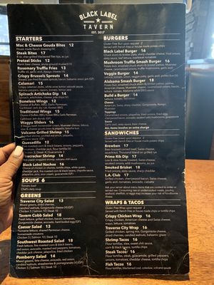 Menu photo 2 Black Label Tavern Livonia, MI