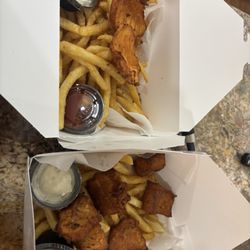 Crabby Daddy's - Halibut and catch of the day. There was an oops and the catch of the day is actually a double portion.