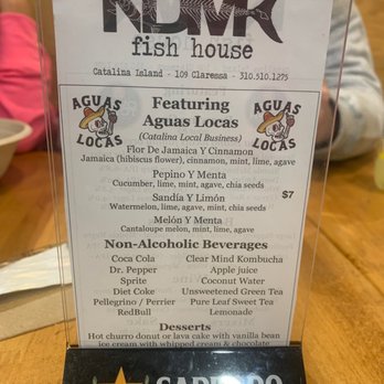NDMK Fish House - Non-alcoholic drinks menu (out of Aguas Locas by dinner time) - Sushi Bars Near Me - Avalon, California
