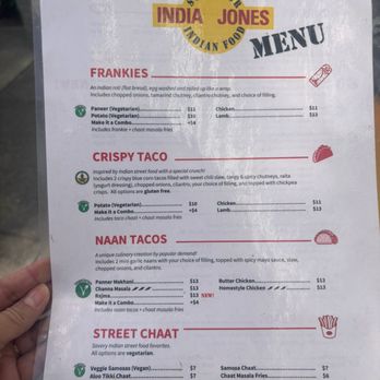 India Jones - Menu - Food Trucks Near Me - Sacramento, California