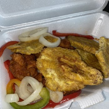 Prestige Restaurant - a meal in a styrofoam container - Haitian Near Me - Pleasantville, New Jersey