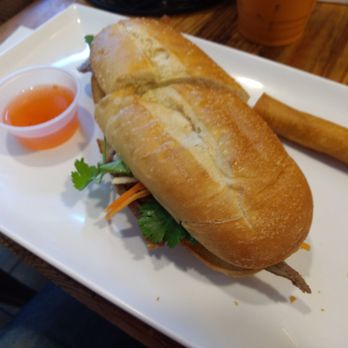 Pho Xpress - The bread is great, but fillings subpar. Accompanied by an odd little American Chinese fried spring roll with duck sauce (blech). - Vietnamese Near Me - Raleigh, North Carolina Pho Xpress - The bread is great, but fillings subpar. Accompanied by an odd little American Chinese fried spring roll with duck sauce (blech). - Vietnamese Near Me - Raleigh, North Carolina