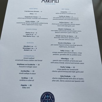 MariPili Tapas Bar - Dinner menu - Spanish Near Me - Seattle, Washington