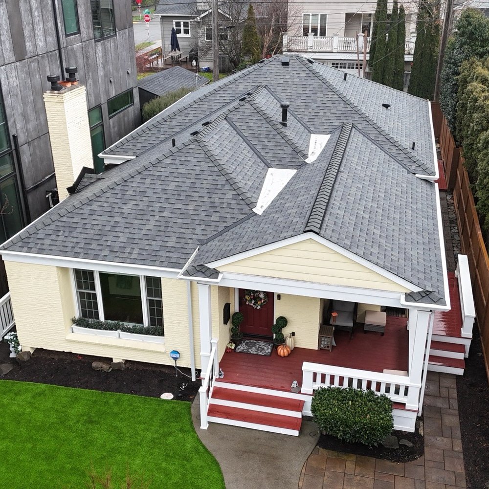 Tekline Roofing - Finished new roof with gutters installed. - Roofing Near Me - Seattle, Washington Tekline Roofing - Finished new roof with gutters installed. - Roofing Near Me - Seattle, Washington