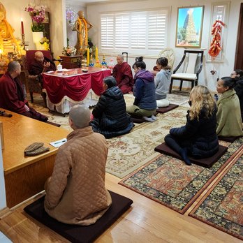 Sakyamuni Buddhist Meditation Center - Speaking through a translator, the abbot meets with small groups of retreatants to check on their practice on an almost daily basis. - Buddhist Temples Near Me - Riverside, California