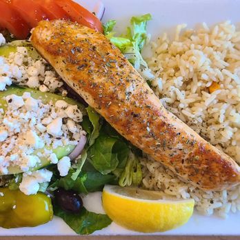 Mythos Greek Taverna - Grilled salmon lunch special - Greek Near Me - Cliffside Park, New Jersey Mythos Greek Taverna - Grilled salmon lunch special - Greek Near Me - Cliffside Park, New Jersey