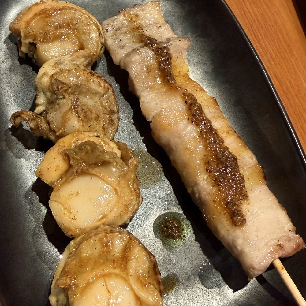 Homareya - Scallop and pork belly skewers were awesome bites - Izakaya Near Me - Long Beach, California