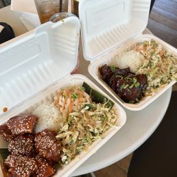 Fried chicken and short ribs lunch plates.