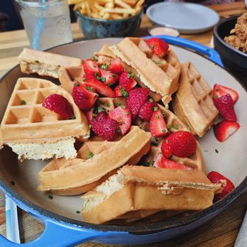 Punch Bowl Social - Chicken & Waffles Platter (Chicken on the side) - Gastropubs Near Me - Arlington, Virginia Punch Bowl Social - Chicken & Waffles Platter (Chicken on the side) - Gastropubs Near Me - Arlington, Virginia