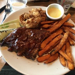 Ribs with chicken tenders and sweet potato fries! Ribs with chicken tenders and sweet potato fries!