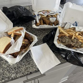 Quikys Famous BBQ - Half rack of ribs, lemon pepper wings, and Philly cheesesteak - Barbeque Near Me - Savannah, Georgia