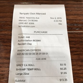 Teriyaki Don - My Bill...WORTH IT!! - Japanese Near Me - Merced, California Teriyaki Don - My Bill...WORTH IT!! - Japanese Near Me - Merced, California
