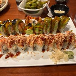 Red Ginger Asian Bistro - Fuji Mountain Roll and sunshine roll