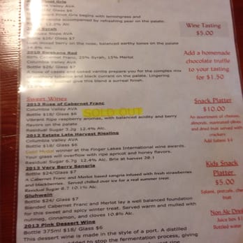 WooHoo Winery - Today's tasting menu. 5 dollars for 5 tastings. - Wine Tasting Room Near Me - Leavenworth, Washington WooHoo Winery - Today's tasting menu. 5 dollars for 5 tastings. - Wine Tasting Room Near Me - Leavenworth, Washington