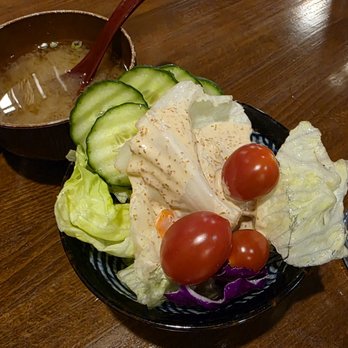 Ryoshi Sushi & Izakaya - House salad and miso soup - Sushi Bars Near Me - Bend, Oregon