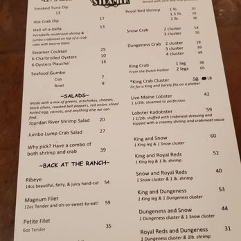 Jourdan River Steamer - Menu. - Seafood Near Me - Kiln, Mississippi