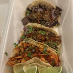Tacos: chicken, asada, tongue Tacos: chicken, asada, tongue