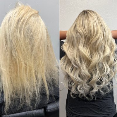 1 hour express extensions! - Our Snuggie NO-SEW beaded wefts are installed in about an hour and tightened in about 30 minutes! Not only are they the fastest and easiest type of hair extensions that we offer, they are also lightweight, comfortable, and safe for hair and scalp. Call us today to find out more!