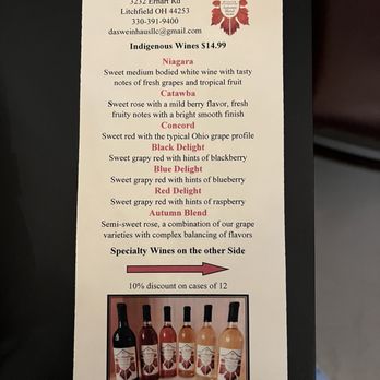 Das Weinhaus - Menu - Wineries Near Me - Litchfield, Ohio