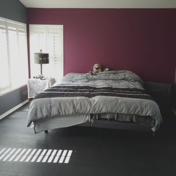 Blanco Fine Art - Master bedroom with magenta accent wall - Painters Near Me Blanco Fine Art - Master bedroom with magenta accent wall - Painters Near Me