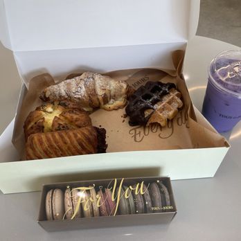 Tous Les Jours - Ube latte iced & various  Visited this place from AZ worth every penny & excellent customer service - Desserts Near Me - Brea, California
