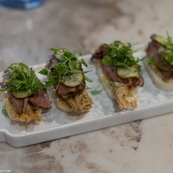 Blue Magpie - Tea-smoked duck bao, err, open faced sandwich.