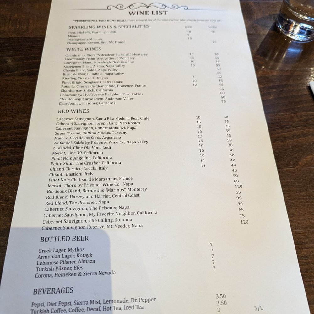 Bursa - Menu as of Dec 2022 - Middle Eastern Near Me - San Francisco, California