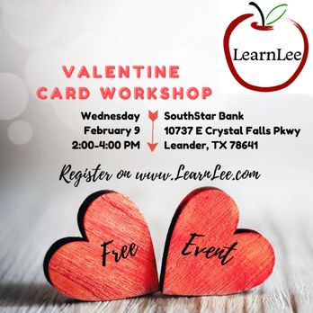 Learnlee - FREE Valentine Card Workshop on February 9 - Educational Services Near Me