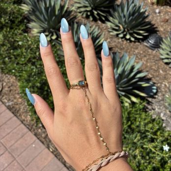 Polished Nail Lounge - light blue cat eye - Nail Salons Near Me - Orange, California Polished Nail Lounge - light blue cat eye - Nail Salons Near Me - Orange, California