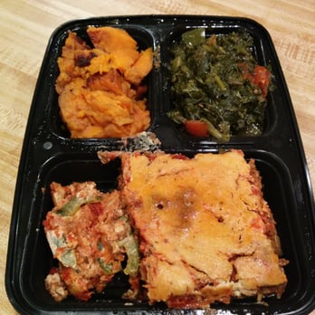 ELife Restaurant - Eggplant parm, sweet potatoes and collards - Vegan Near Me - Capitol Heights, Maryland