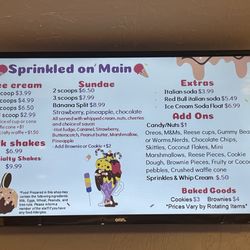 Sprinkled on Main - Menu