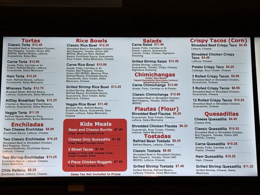 Menu photo 4 Valerie’s Taco Shop Plano, TX