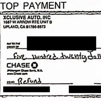 Xclusive Auto - Bank of American informed me the check was returned due to STOP PAYMENT - Auto Detailing Near Me - Upland, California Xclusive Auto - Bank of American informed me the check was returned due to STOP PAYMENT - Auto Detailing Near Me - Upland, California