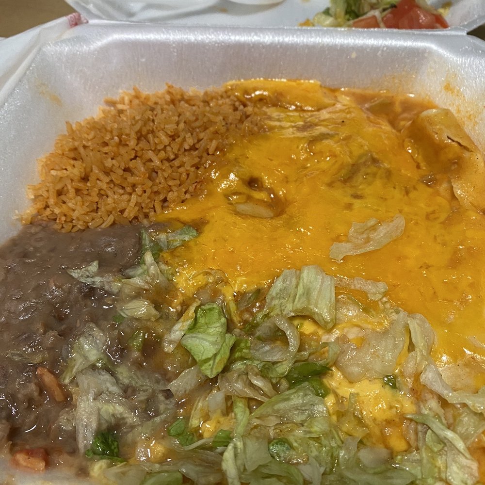 I think this is probably Chile Verde Enchiladas in Flour Tortillas.