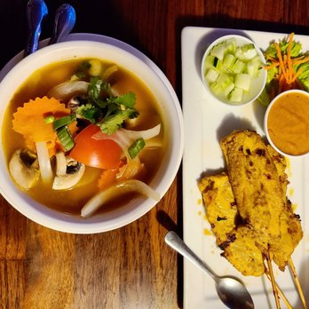 Jai Thai - Happy Hour 3-6PM $5: Tom Yum & Chicken Satay - Thai Near Me - Seattle, Washington Jai Thai - Happy Hour 3-6PM $5: Tom Yum & Chicken Satay - Thai Near Me - Seattle, Washington