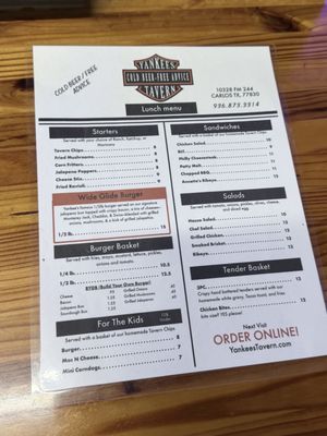 Menu photo 1 Yankees Tavern & Grill Anderson, TX