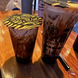 C1 black sugar boba & coffee latte with creame mousse C1 black sugar boba & coffee latte with creame mousse