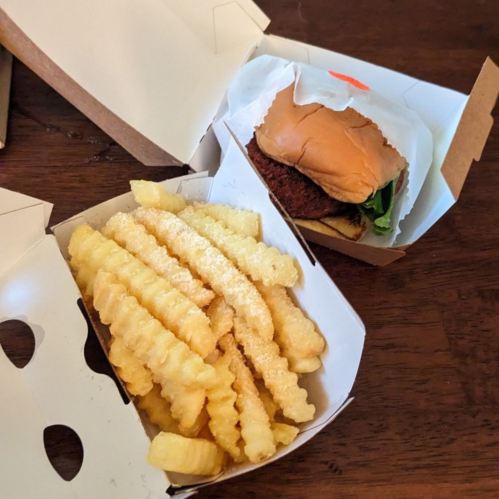 Shroom Burger & fries Shroom Burger & fries